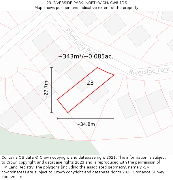 23, RIVERSIDE PARK, NORTHWICH, CW8 1DS: Plot and title map