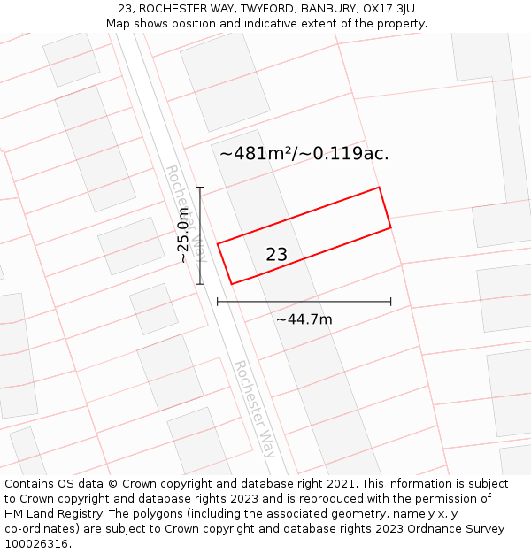 23, ROCHESTER WAY, TWYFORD, BANBURY, OX17 3JU: Plot and title map