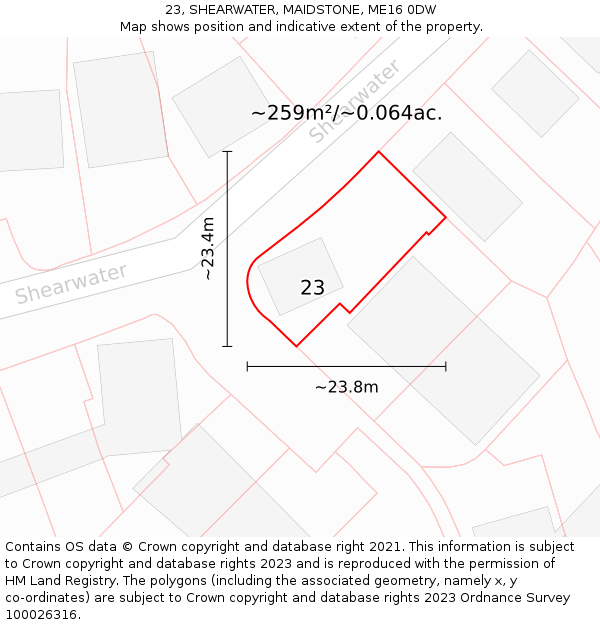 23, SHEARWATER, MAIDSTONE, ME16 0DW: Plot and title map