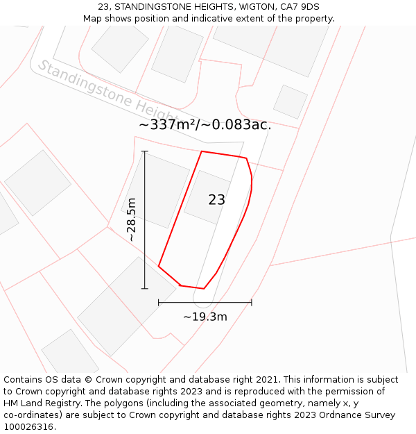 23, STANDINGSTONE HEIGHTS, WIGTON, CA7 9DS: Plot and title map