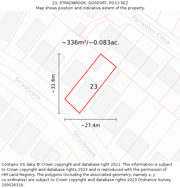 23, STRADBROOK, GOSPORT, PO13 0EZ: Plot and title map