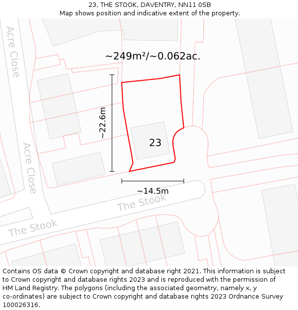 23, THE STOOK, DAVENTRY, NN11 0SB: Plot and title map