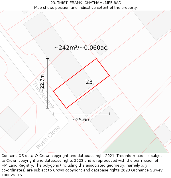 23, THISTLEBANK, CHATHAM, ME5 8AD: Plot and title map