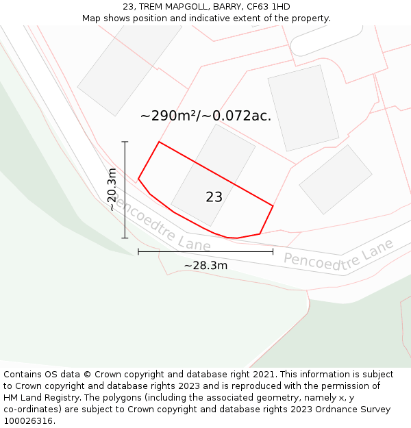 23, TREM MAPGOLL, BARRY, CF63 1HD: Plot and title map