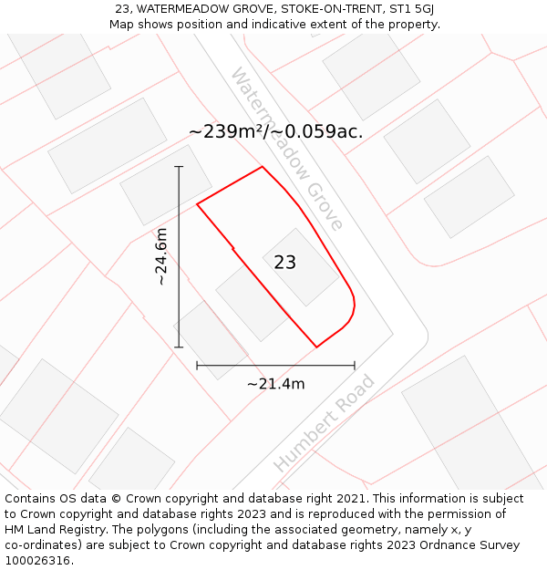 23, WATERMEADOW GROVE, STOKE-ON-TRENT, ST1 5GJ: Plot and title map