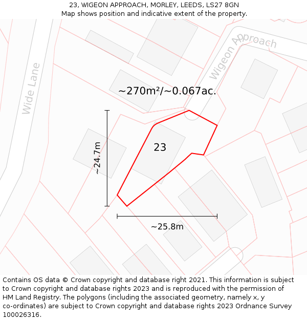 23, WIGEON APPROACH, MORLEY, LEEDS, LS27 8GN: Plot and title map