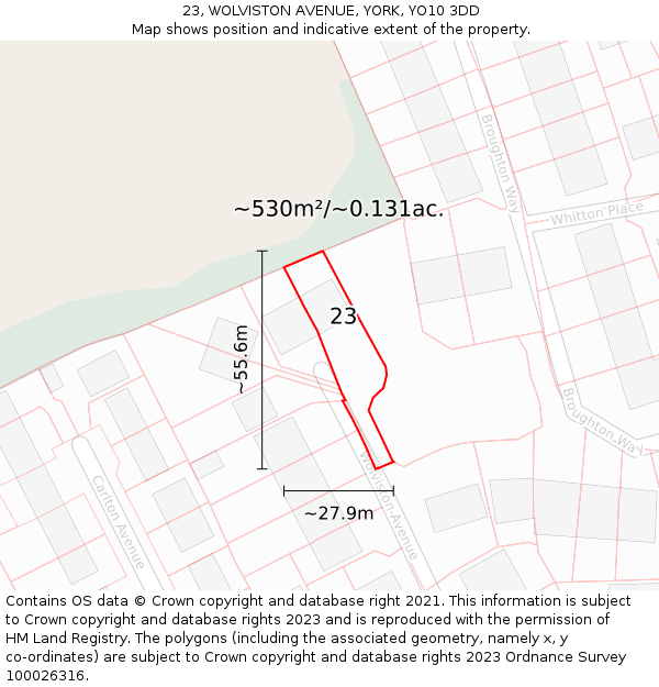 23, WOLVISTON AVENUE, YORK, YO10 3DD: Plot and title map