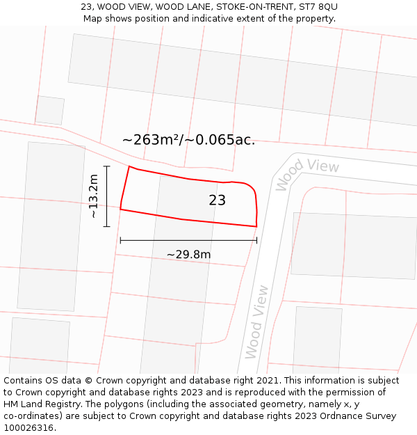 23, WOOD VIEW, WOOD LANE, STOKE-ON-TRENT, ST7 8QU: Plot and title map