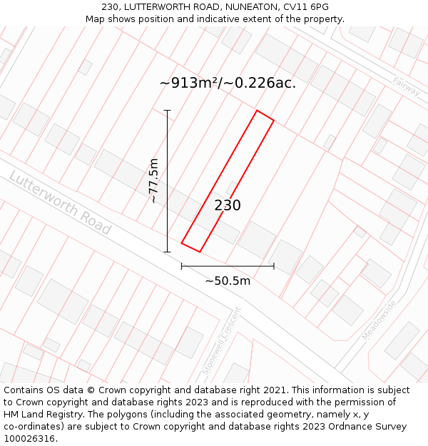 230, LUTTERWORTH ROAD, NUNEATON, CV11 6PG: Plot and title map