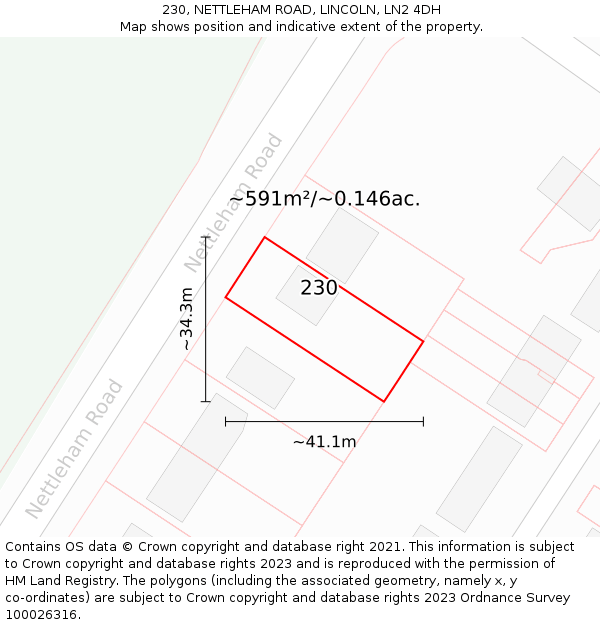 230, NETTLEHAM ROAD, LINCOLN, LN2 4DH: Plot and title map