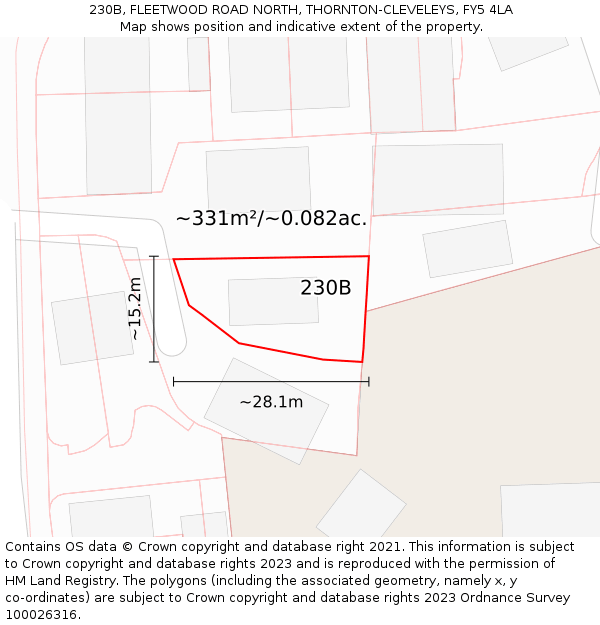 230B, FLEETWOOD ROAD NORTH, THORNTON-CLEVELEYS, FY5 4LA: Plot and title map