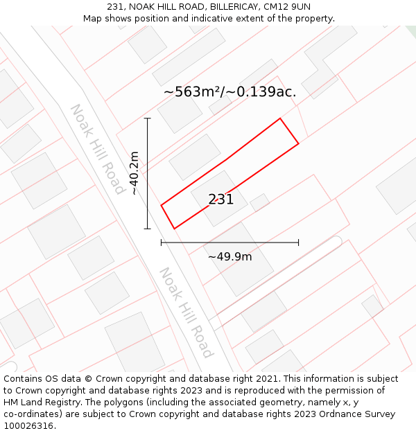 231, NOAK HILL ROAD, BILLERICAY, CM12 9UN: Plot and title map