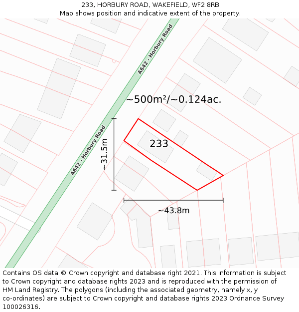 233, HORBURY ROAD, WAKEFIELD, WF2 8RB: Plot and title map