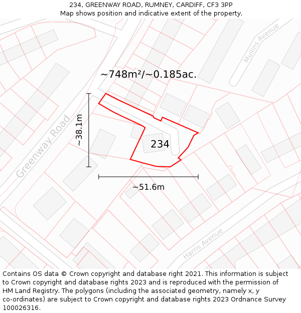 234, GREENWAY ROAD, RUMNEY, CARDIFF, CF3 3PP: Plot and title map