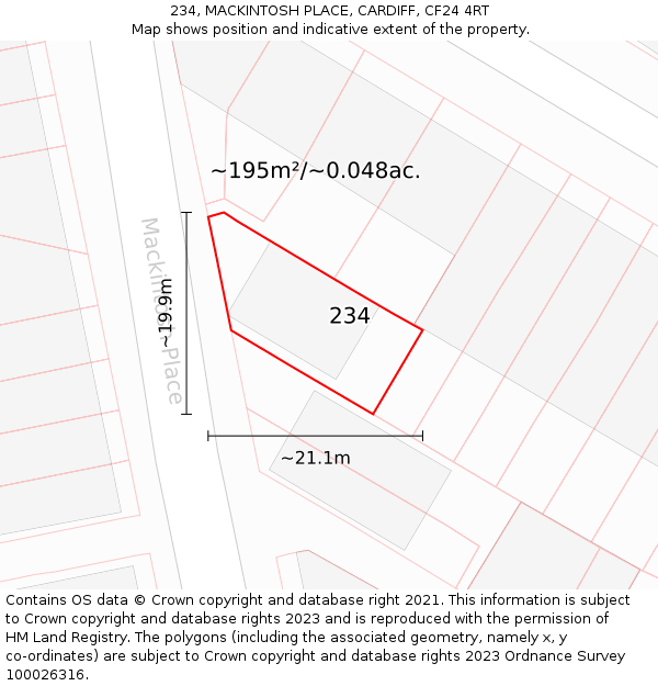 234, MACKINTOSH PLACE, CARDIFF, CF24 4RT: Plot and title map