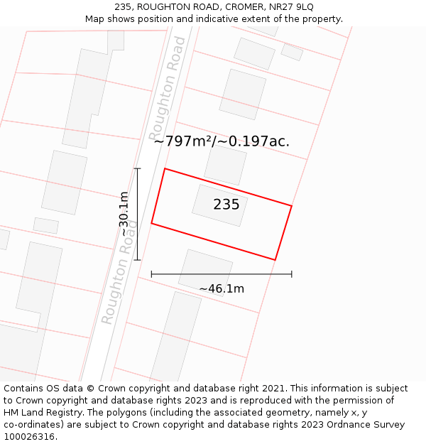 235, ROUGHTON ROAD, CROMER, NR27 9LQ: Plot and title map