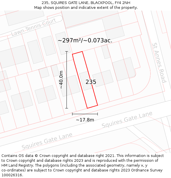 235, SQUIRES GATE LANE, BLACKPOOL, FY4 2NH: Plot and title map