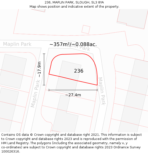 236, MAPLIN PARK, SLOUGH, SL3 8YA: Plot and title map