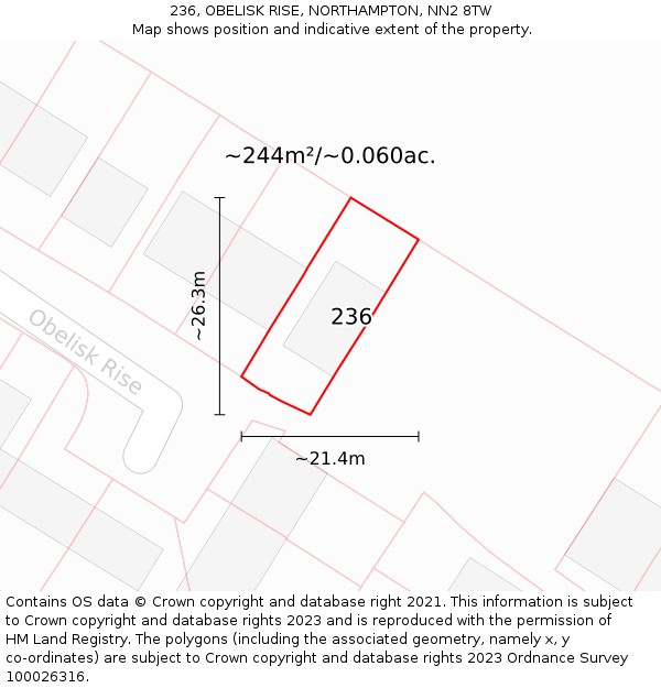 236, OBELISK RISE, NORTHAMPTON, NN2 8TW: Plot and title map