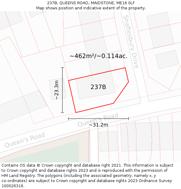 237B, QUEENS ROAD, MAIDSTONE, ME16 0LF: Plot and title map