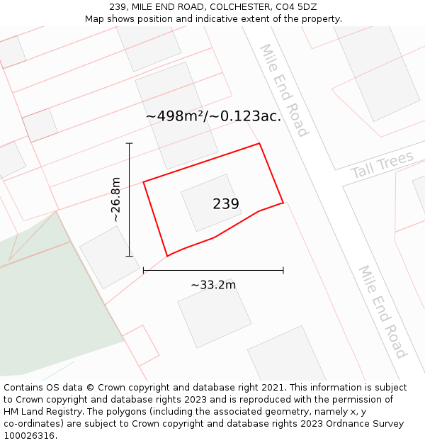 239, MILE END ROAD, COLCHESTER, CO4 5DZ: Plot and title map