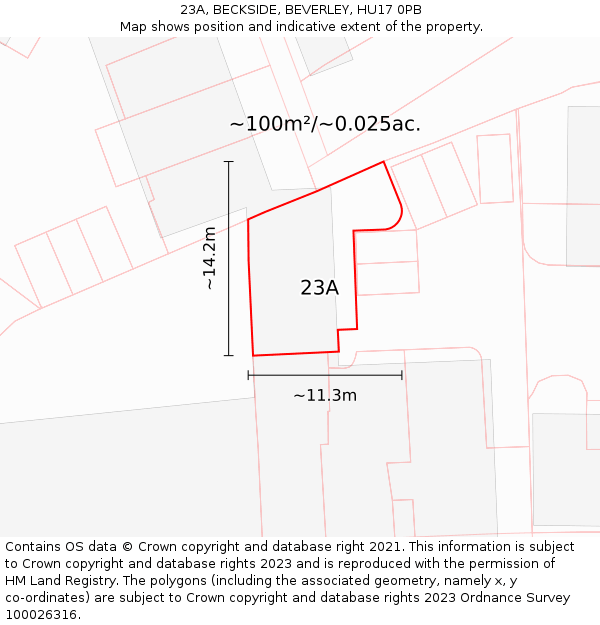 23A, BECKSIDE, BEVERLEY, HU17 0PB: Plot and title map