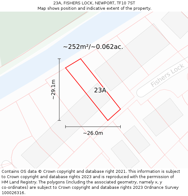 23A, FISHERS LOCK, NEWPORT, TF10 7ST: Plot and title map