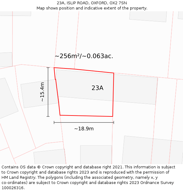 23A, ISLIP ROAD, OXFORD, OX2 7SN: Plot and title map