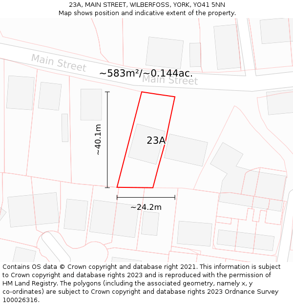 23A, MAIN STREET, WILBERFOSS, YORK, YO41 5NN: Plot and title map