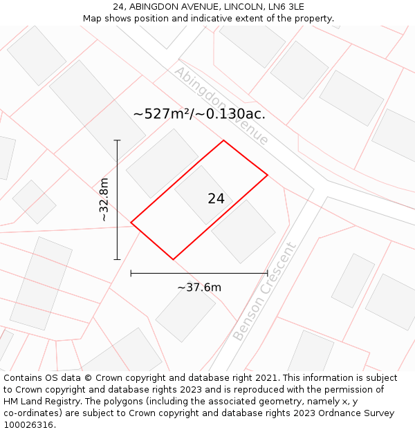 24, ABINGDON AVENUE, LINCOLN, LN6 3LE: Plot and title map