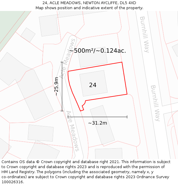 24, ACLE MEADOWS, NEWTON AYCLIFFE, DL5 4XD: Plot and title map