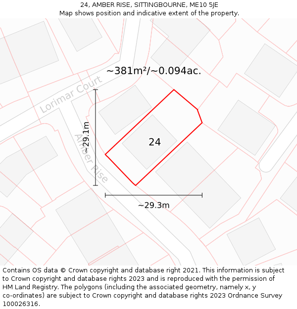 24, AMBER RISE, SITTINGBOURNE, ME10 5JE: Plot and title map