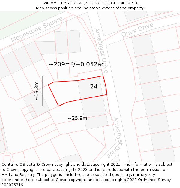 24, AMETHYST DRIVE, SITTINGBOURNE, ME10 5JR: Plot and title map