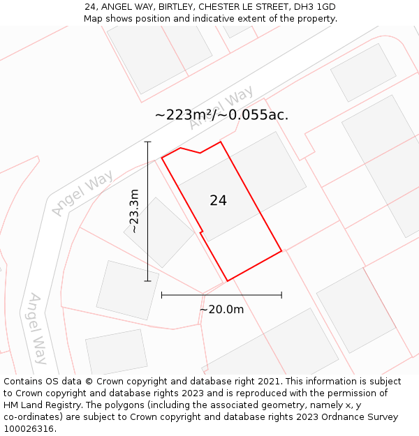 24, ANGEL WAY, BIRTLEY, CHESTER LE STREET, DH3 1GD: Plot and title map