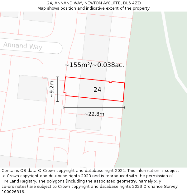 24, ANNAND WAY, NEWTON AYCLIFFE, DL5 4ZD: Plot and title map