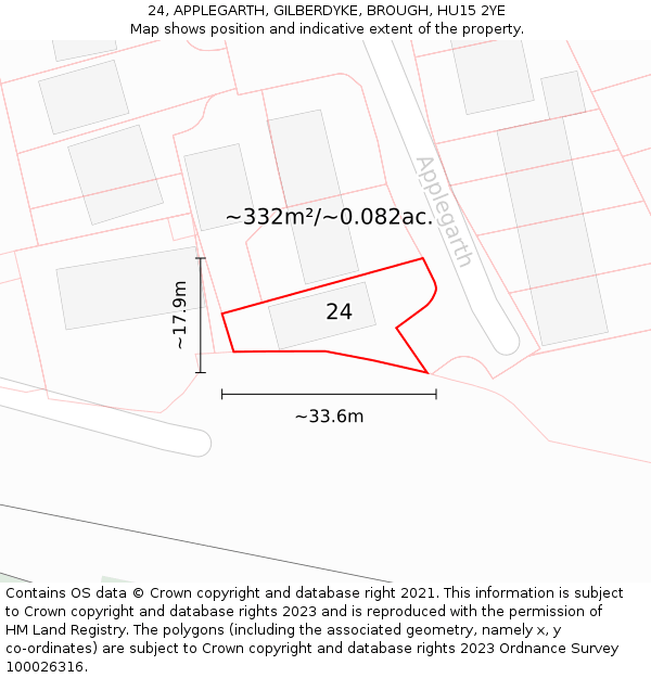 24, APPLEGARTH, GILBERDYKE, BROUGH, HU15 2YE: Plot and title map