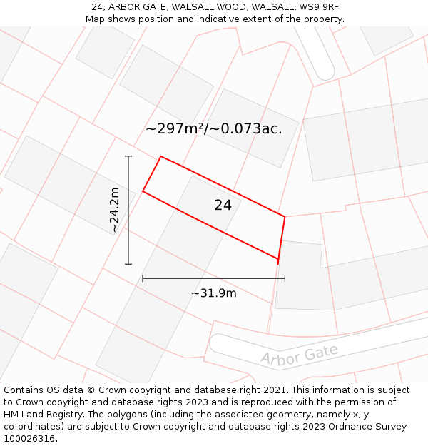 24, ARBOR GATE, WALSALL WOOD, WALSALL, WS9 9RF: Plot and title map