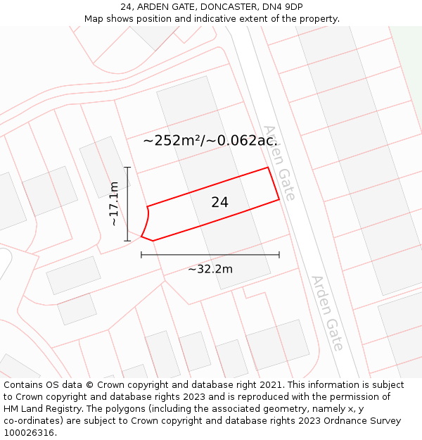 24, ARDEN GATE, DONCASTER, DN4 9DP: Plot and title map