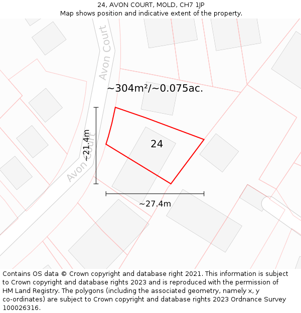 24, AVON COURT, MOLD, CH7 1JP: Plot and title map