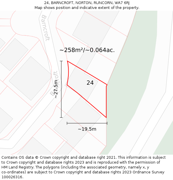 24, BARNCROFT, NORTON, RUNCORN, WA7 6RJ: Plot and title map