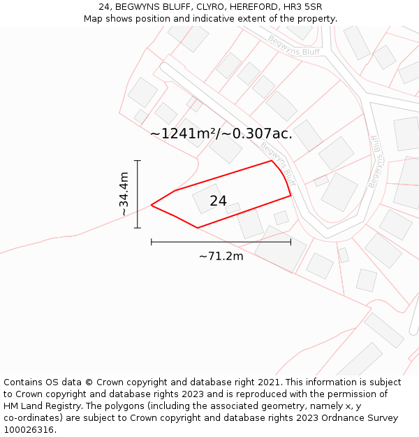 24, BEGWYNS BLUFF, CLYRO, HEREFORD, HR3 5SR: Plot and title map
