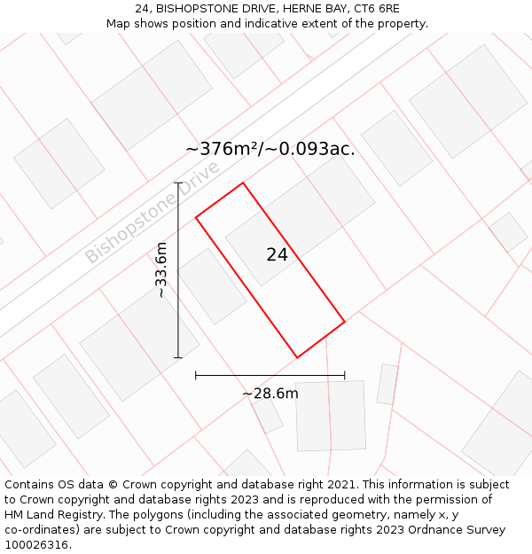 24, BISHOPSTONE DRIVE, HERNE BAY, CT6 6RE: Plot and title map