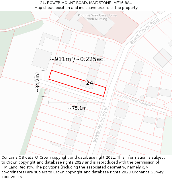 24, BOWER MOUNT ROAD, MAIDSTONE, ME16 8AU: Plot and title map