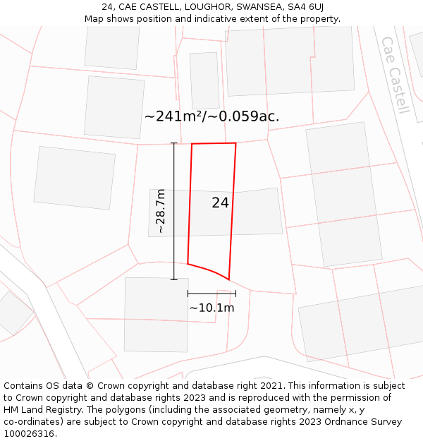 24, CAE CASTELL, LOUGHOR, SWANSEA, SA4 6UJ: Plot and title map