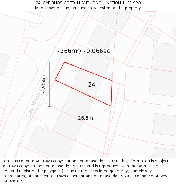 24, CAE RHOS GOED, LLANDUDNO JUNCTION, LL31 9PQ: Plot and title map