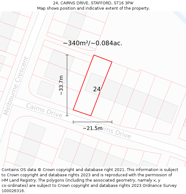 24, CAIRNS DRIVE, STAFFORD, ST16 3PW: Plot and title map