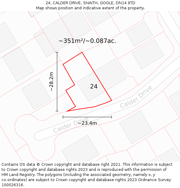 24, CALDER DRIVE, SNAITH, GOOLE, DN14 9TD: Plot and title map