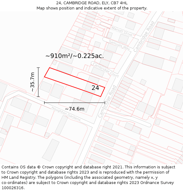 24, CAMBRIDGE ROAD, ELY, CB7 4HL: Plot and title map