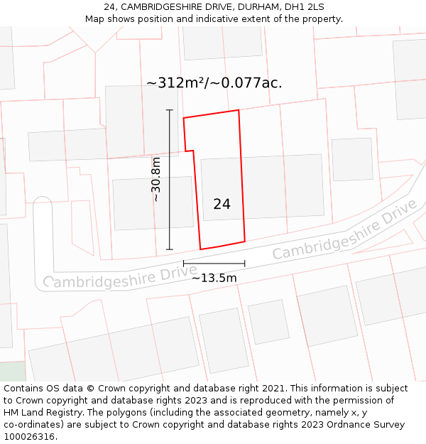 24, CAMBRIDGESHIRE DRIVE, DURHAM, DH1 2LS: Plot and title map