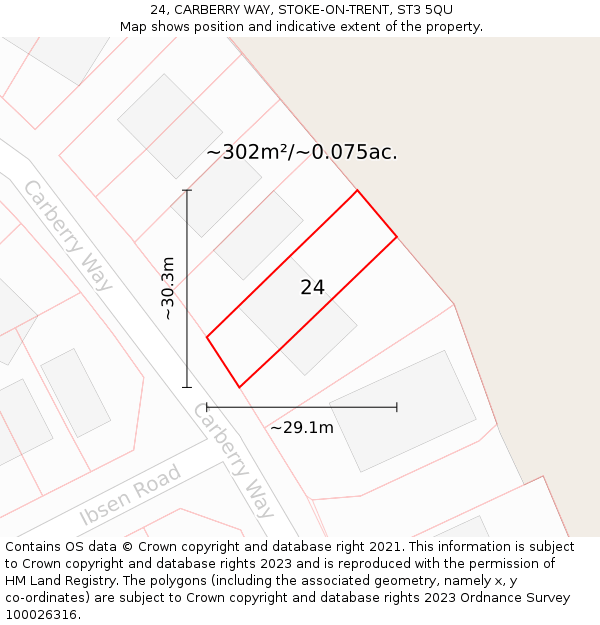 24, CARBERRY WAY, STOKE-ON-TRENT, ST3 5QU: Plot and title map